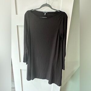 Eileen Fisher Size Small Shift Dress Viscose Long Sleeves Classic Black